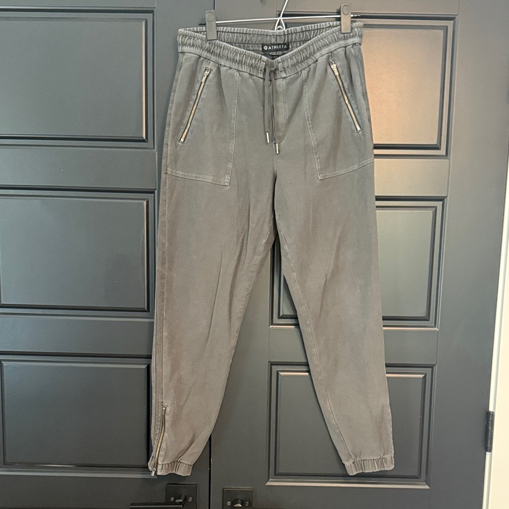 Athleta Gray Joggers with Zipper Pockets
